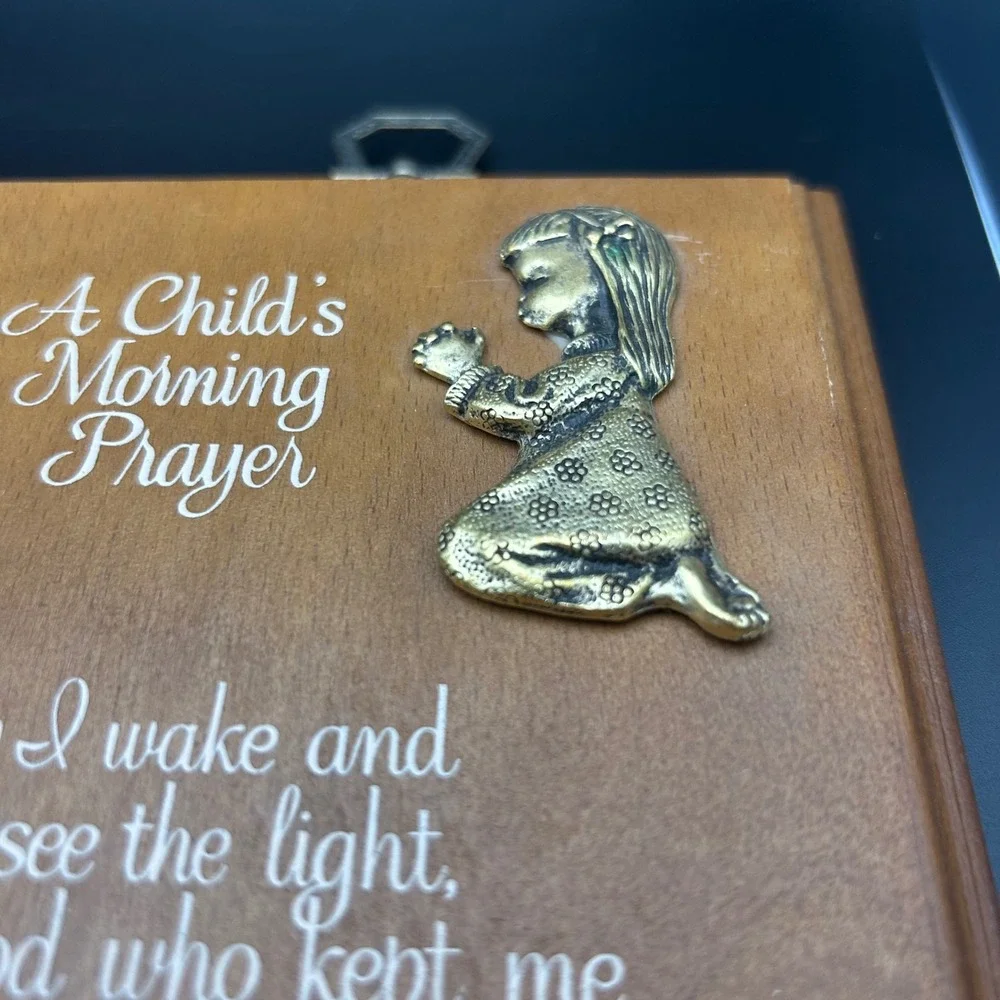 Vintage A Childs Morning and Evening Prayer Wood Wall Plaques Set of 2 Nursery